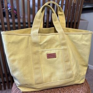 VTG L. L. Bean Boat & Tote Golden Butter Yellow Heavy Duty Canvas XL  - HTF